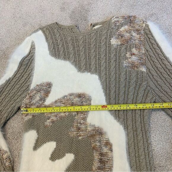 LARA Ferrante Vintage rabbit fur taupe cream multi textured long sleeve sweater - Picture 7 of 9